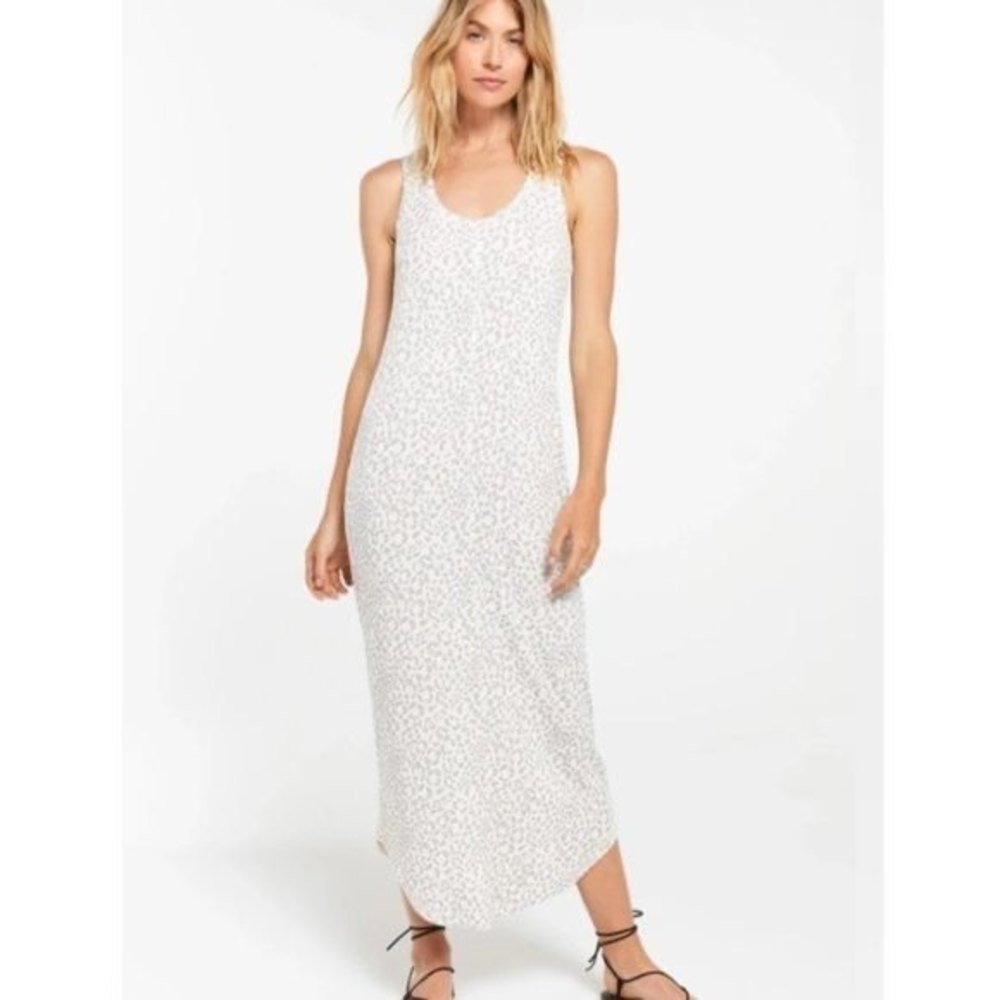 Z Supply Knit Ivory Grey Leopard Maxi Dress